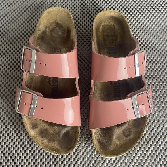 Birkenstock Arizona Sandals 37 L6 m4 Pink Adjustable Strap Made In Germany - Picture 8 of 13